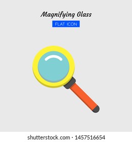 color flat icon symbol, magnifying glass tool concept, magnification, search, zoom, Isolated vector design 