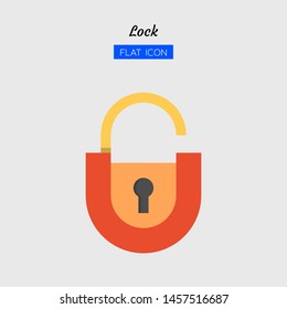 color flat icon symbol, open lock concept, security, padlock, safety, Isolated vector design