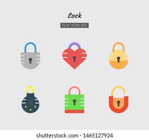color flat icon symbol set, lock concept, padlock, Isolated vector design