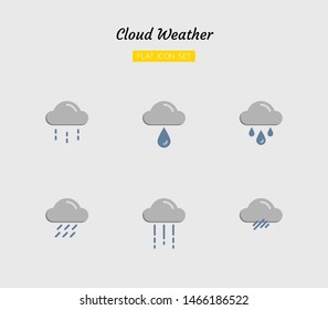 color flat icon symbol set, weather forecast concept, climate, cloud, rainy, Isolated vector design