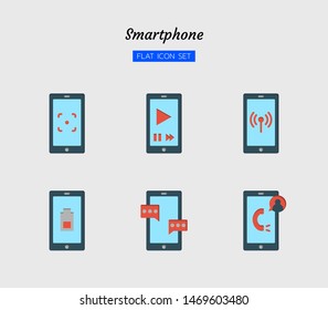 color flat icon symbol set, smartphone screen concept, digital technology, Isolated vector design