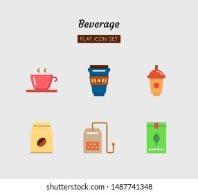 color flat icon symbol set, drink beverage concept, cafe, coffee, tea, Isolated vector design
