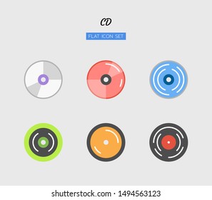 color flat icon symbol set, technology equipment concept, digital multimedia, disc, cd-rom, dvd, Isolated vector design