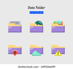 color flat icon symbol set, technology data concept, folder, Isolated vector design