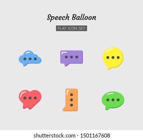 color flat icon symbol set, speech balloon concept, Isolated vector design