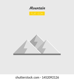 color flat icon symbol, three snow mountain concept, hilltop, nature, Isolated vector design 