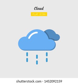 color flat icon symbol, weather forecast concept, climate, cloud, rainy, Isolated vector design 