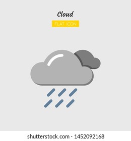 color flat icon symbol, weather forecast concept, climate, cloud, rainy, windy, Isolated vector design 