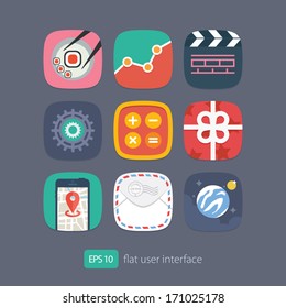 Color flat icons set for user interface