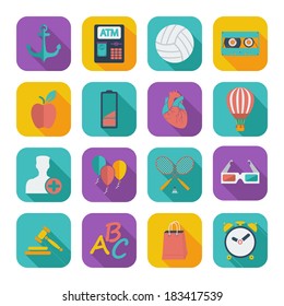 Color flat icons for Web Design and Mobile Applications. Vector illustration.