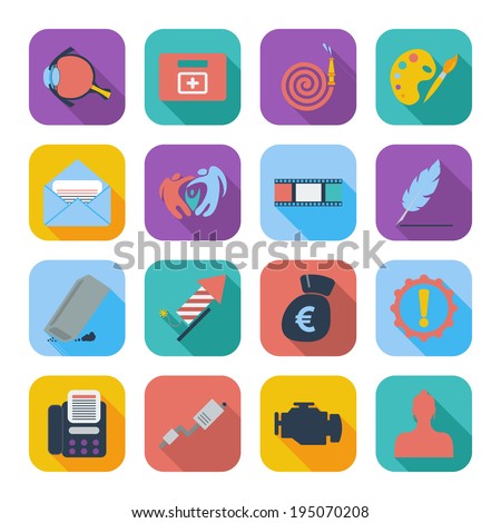 Color flat icons for Web Design and Mobile Application. Vector illustration.