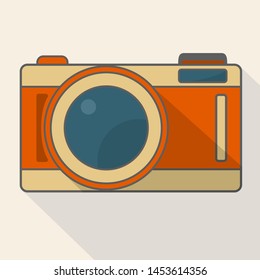 Color flat photo camera icon simple design. Good symbol for website design, web button, mobile app.