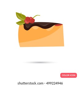 Color flat piece of cake icon. Flat design