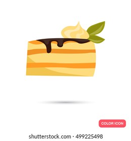 Color flat piece of cake icon. Flat design