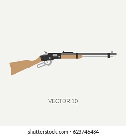 Color flat plain vector military icon rifle carbine. Army equipment and armament. Legendary retro weapon. Cartoon style. Assault. Soldiers. Slug. War. Illustration and element for design and wallpaper