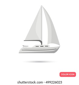 Color flat private yacht icon. Flat design