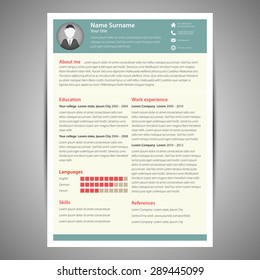 Color flat resume and cv template. Vector Illustration.
