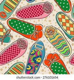 Color flat shoes vector seamless pattern