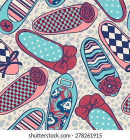 Color flat shoes vector seamless pattern
