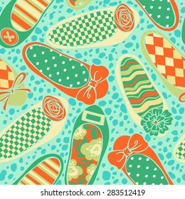 Color flat shoes vector seamless pattern
