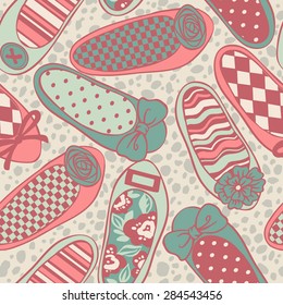 Color flat shoes vector seamless pattern