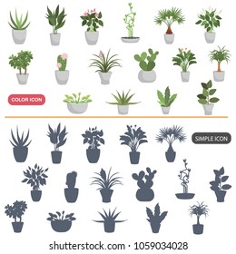 Color flat and simple home plants icons set
