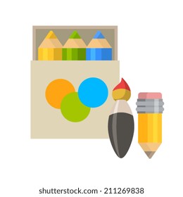 color flat style drawing tools icons