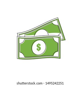 color flat style of money icon, isolated vector