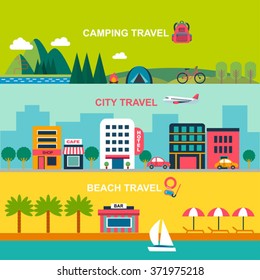 color flat  style vector illustration for summer travel