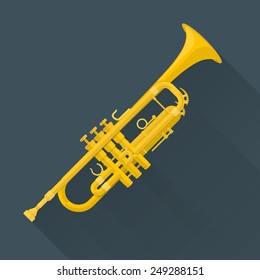 color flat style vector trumpet on dark background  