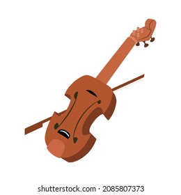 color flat style vector violin fiddle bow on white background