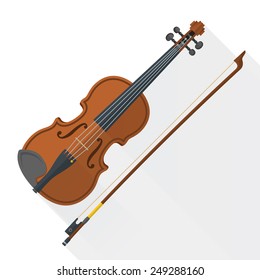 color flat style vector violin fiddle bow on white background  