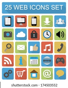 Color flat web icons set on white background  