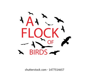 color A Flock of Flying Birds. Vector