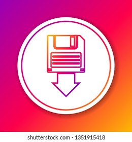 Color Floppy disk backup line icon isolated on color background. Diskette sign. Circle white button. Vector Illustration
