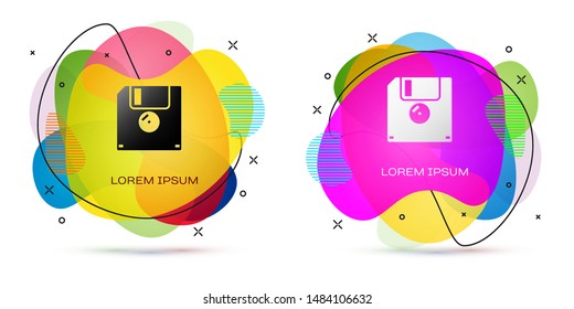 Color Floppy disk for computer data storage icon isolated on white background. Diskette sign. Abstract banner with liquid shapes. Vector Illustration