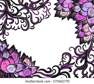 color floral background with petals and curling branches