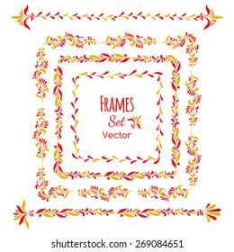 Color floral frames set for card, web design. Vector elements