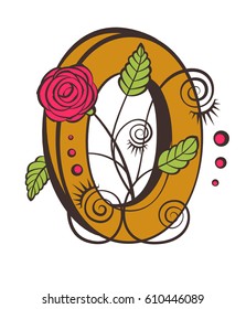 Color floral number for your design. Vector illustration