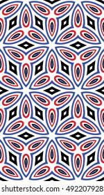 Color floral seamless pattern. Abstract vector illustration with intricate geometric patterns. For interior decoration, textile industry, printing industry.