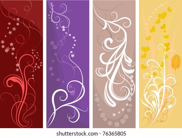 Banderas de vector verticales de color floral.