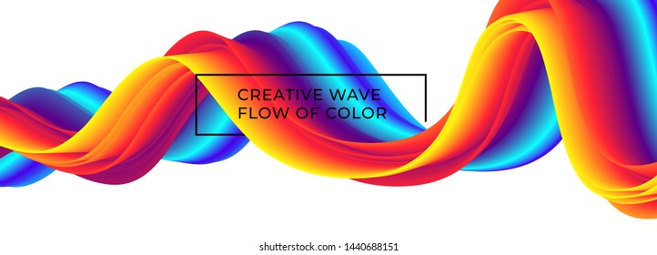 Color flow background. Liquid rainbow colored wavy lines