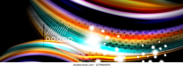 Cartaz do fluxo de cores. Fundo de cor de forma Líquido de Onda. Design vetorial de arte para seu design