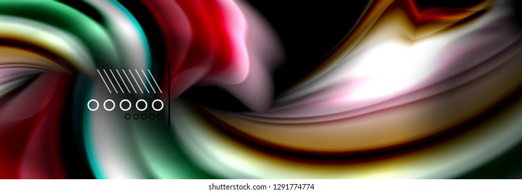 Farbflussplakat. Wave Liquid Form, Farbhintergrund. Art Vektordesign für Ihr Design