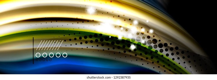 Cartaz do fluxo de cores. Fundo de cor de forma Líquido de Onda. Design vetorial de arte para seu design