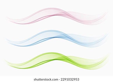 Color flow transparent wave smoky wave background set.