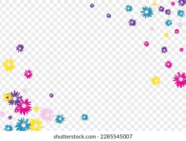 Color Flower Background Transparent Vector. Floral Tiny Design. Green Plant Exotic. Cute Banner. Chic Yellow Chamomile.
