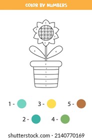 Color flower by numbers. Coloring page for kids. 