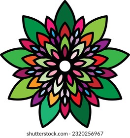 Color flower circular pattern. Eight-pointed star.Color vector ornament.