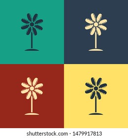 Color Flower icon isolated on color background. Sweet natural food. Vintage style drawing. Vector Illustration